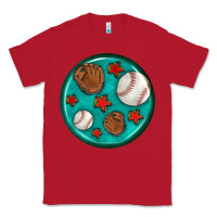 Red baseball with sunflower round earrings Classic Tee - BundleAndBundleShop