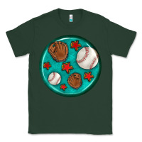 Sports Green baseball with sunflower round earrings Classic Tee - BundleAndBundleShop