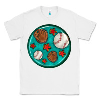 White baseball with sunflower round earrings Classic Tee - BundleAndBundleShop