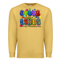 Antique Gold color outside the lines autism awareness Premium Sweatshirt - Zillion Design Studio