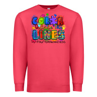 Cardinal color outside the lines autism awareness Premium Sweatshirt - Zillion Design Studio