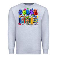 Heather Grey color outside the lines autism awareness Premium Sweatshirt - Zillion Design Studio