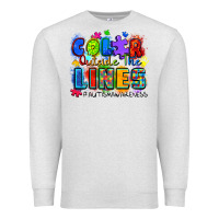 Oatmeal Heather color outside the lines autism awareness Premium Sweatshirt - Zillion Design Studio