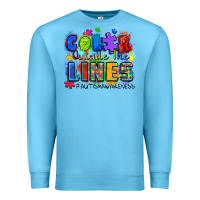 Ocean Blue color outside the lines autism awareness Premium Sweatshirt - Zillion Design Studio