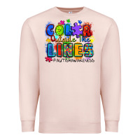 Pale Pink color outside the lines autism awareness Premium Sweatshirt - Zillion Design Studio