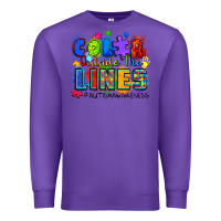Purple color outside the lines autism awareness Premium Sweatshirt - Zillion Design Studio