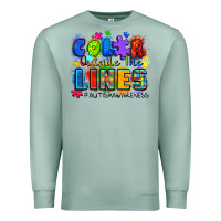 Seafoam color outside the lines autism awareness Premium Sweatshirt - Zillion Design Studio