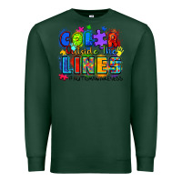 Sports Green color outside the lines autism awareness Premium Sweatshirt - Zillion Design Studio