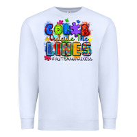 White color outside the lines autism awareness Premium Sweatshirt - Zillion Design Studio