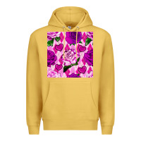 Antique Gold valentines day roses and diamond plaid seamless pattern Premium Hoodie - BundleAndBundleShop