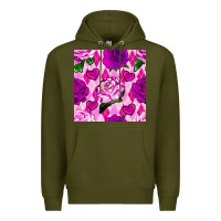 Army Green valentines day roses and diamond plaid seamless pattern Premium Hoodie - BundleAndBundleShop