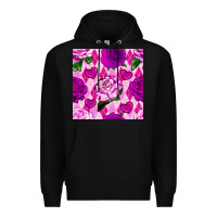 Black valentines day roses and diamond plaid seamless pattern Premium Hoodie - BundleAndBundleShop