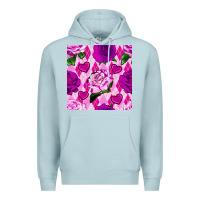 Blue Mist valentines day roses and diamond plaid seamless pattern Premium Hoodie - BundleAndBundleShop