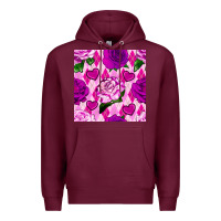 Burgundy valentines day roses and diamond plaid seamless pattern Premium Hoodie - BundleAndBundleShop