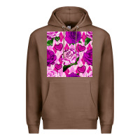 Chestnut valentines day roses and diamond plaid seamless pattern Premium Hoodie - BundleAndBundleShop