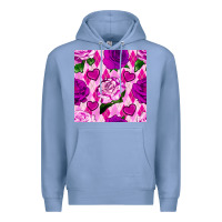 Colony Blue valentines day roses and diamond plaid seamless pattern Premium Hoodie - BundleAndBundleShop