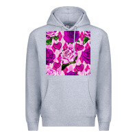 Heather Grey valentines day roses and diamond plaid seamless pattern Premium Hoodie - BundleAndBundleShop