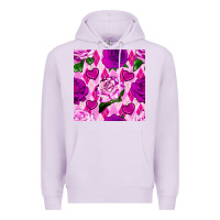 Lilac valentines day roses and diamond plaid seamless pattern Premium Hoodie - BundleAndBundleShop