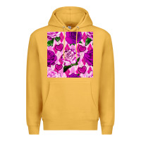 Mustard valentines day roses and diamond plaid seamless pattern Premium Hoodie - BundleAndBundleShop