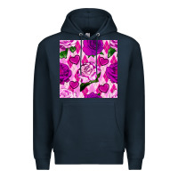 Navy valentines day roses and diamond plaid seamless pattern Premium Hoodie - BundleAndBundleShop
