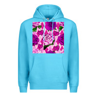 Ocean Blue valentines day roses and diamond plaid seamless pattern Premium Hoodie - BundleAndBundleShop