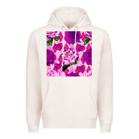 Pale Pink valentines day roses and diamond plaid seamless pattern Premium Hoodie - BundleAndBundleShop