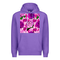 Purple valentines day roses and diamond plaid seamless pattern Premium Hoodie - BundleAndBundleShop