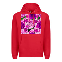 Red valentines day roses and diamond plaid seamless pattern Premium Hoodie - BundleAndBundleShop