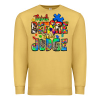 Antique Gold think before you judge autism Premium Sweatshirt - Zillion Design Studio