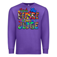 Purple think before you judge autism Premium Sweatshirt - Zillion Design Studio