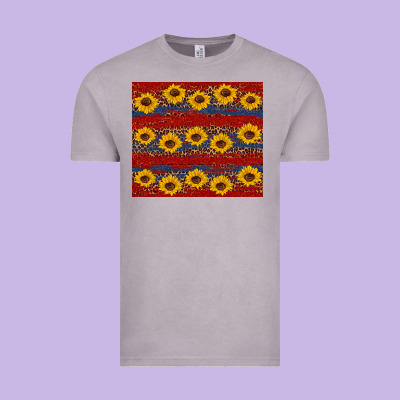 Usa And Sunflower Pattern Vintage Tee Designed By Artiststas
