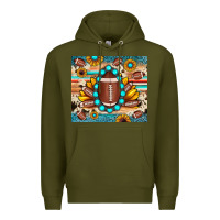 Army Green football cowhide sunflower Premium Hoodie - JahusDesignShop