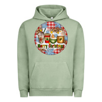 Pigment Oil Green Merry Christmas Coffee Cups Urban Hoodie - Artiststas