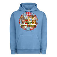 Pigment Pebble Blue Merry Christmas Coffee Cups Urban Hoodie - Artiststas