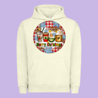 Merry Christmas Coffee Cups Urban Hoodie Designed By Artiststas