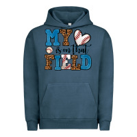 Pigment Midnight Navy my heart is on that field baseball Urban Hoodie - AdoDesignShop