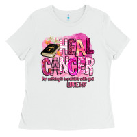 White heal cancer for nothing is impossible with god Ladies Tee - BarkalooDesign