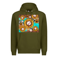 Army Green baseball leopard turquoise sunflower Premium Hoodie - JahusDesignShop