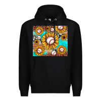 Black baseball leopard turquoise sunflower Premium Hoodie - JahusDesignShop