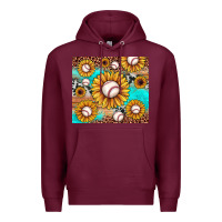 Burgundy baseball leopard turquoise sunflower Premium Hoodie - JahusDesignShop