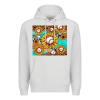 Dove Grey baseball leopard turquoise sunflower Premium Hoodie - JahusDesignShop