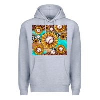 Heather Grey baseball leopard turquoise sunflower Premium Hoodie - JahusDesignShop