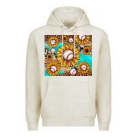 Oatmeal Heather baseball leopard turquoise sunflower Premium Hoodie - JahusDesignShop