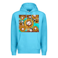 Ocean Blue baseball leopard turquoise sunflower Premium Hoodie - JahusDesignShop