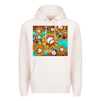 Pale Pink baseball leopard turquoise sunflower Premium Hoodie - JahusDesignShop