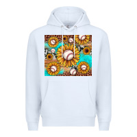 White baseball leopard turquoise sunflower Premium Hoodie - JahusDesignShop