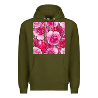 Army Green valentines day all dress up roses seamless pattern Premium Hoodie - BundleAndBundleShop