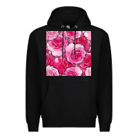 Black valentines day all dress up roses seamless pattern Premium Hoodie - BundleAndBundleShop