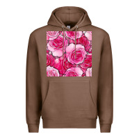 Chestnut valentines day all dress up roses seamless pattern Premium Hoodie - BundleAndBundleShop