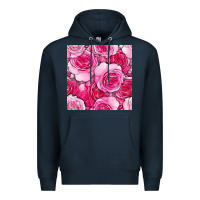 Navy valentines day all dress up roses seamless pattern Premium Hoodie - BundleAndBundleShop